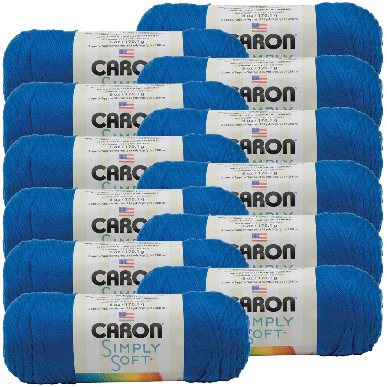 Multipack of 12 - Caron Simply Soft Solids Yarn-Royal Blue